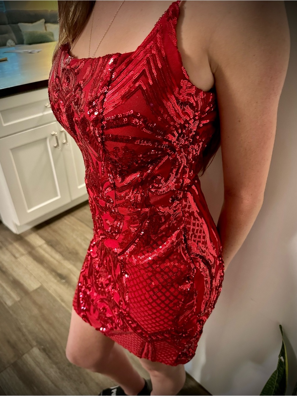 B Darlin Red Sequin Bodycon Slip Dress